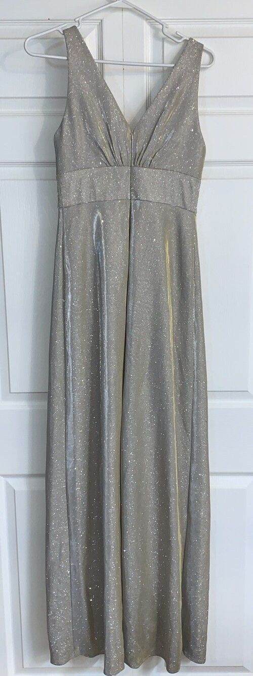Oleg Cassini Formal Dress Gown Women’s 4‎ Champagne Metallic Prom Black Tie - Picture 2 of 15